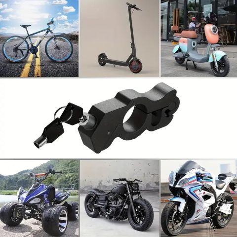 1 Set - Bicycle And Motorbike Handlebar Lock With 2 Keys 