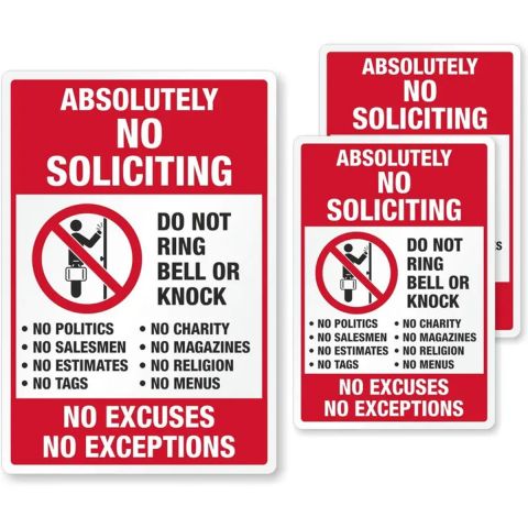 Smart Sign Absolutely No Soliciting Stickers