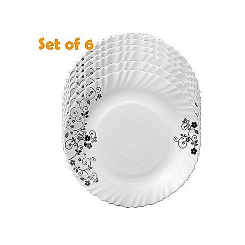 La Opala Diva, Classique Collection, Opal Glass Full Plate Set 11" 6 pcs-Mystrio Black