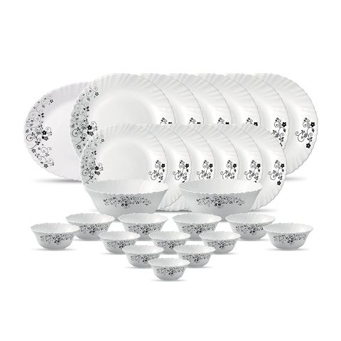 La Opala , Classique Collection, Glass Dinner Set 21 pcs-MYSTRIO BLACK