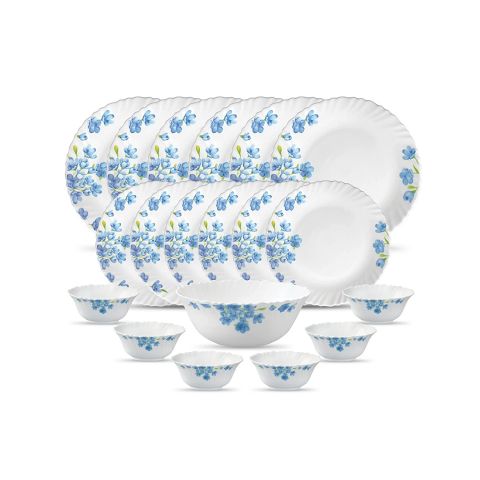 La Opala , Classique Collection, Glass Dinner Set 21 pcs-ASTER BLUE