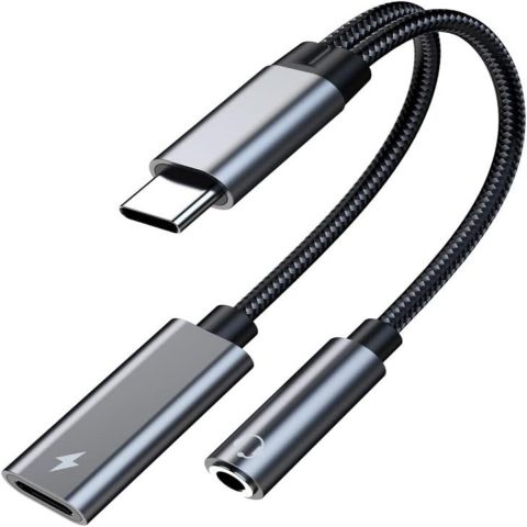 2-in-1 Multi-Function Type C To 3.5 mm Headphone Adapter Charging Port Suitable