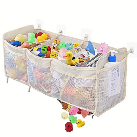 Store & Arrange Rack Hanging Mesh Bag Bath Toy Cleaning Bag