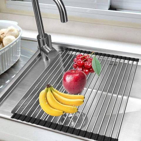 Roll-Up Dish Drainer Rack Kitchen Sink