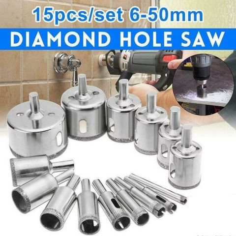 15PCS Diamond Hole Saw Drill Bit Set