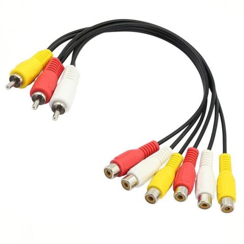 3 RCA Male to 6 RCA Female cable