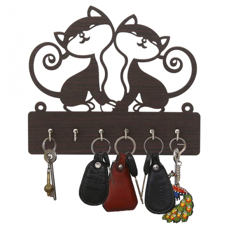 Wooden Cat Design Key Holder Hanger