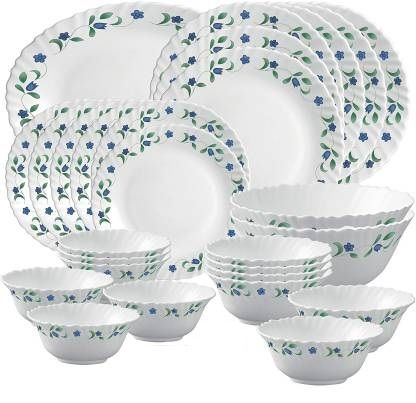 La Opala , Classique Collection, Glass Dinner Set 21 pcs-JUNIPER BLUE