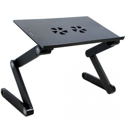 Plastic Laptop Table with Cooling Fan-Black
