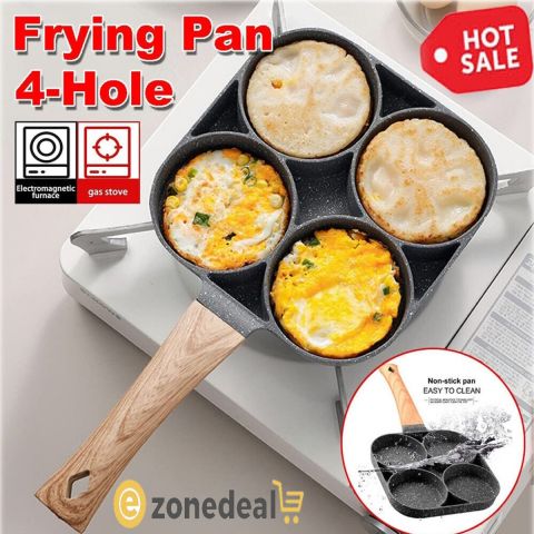 4-Hole Omelet Pan For Burger Egg Ham Pancake Maker