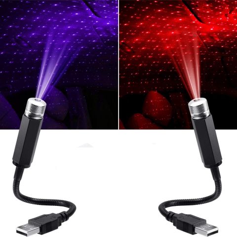 USB Car Interior Star Sky Lamp-Red 