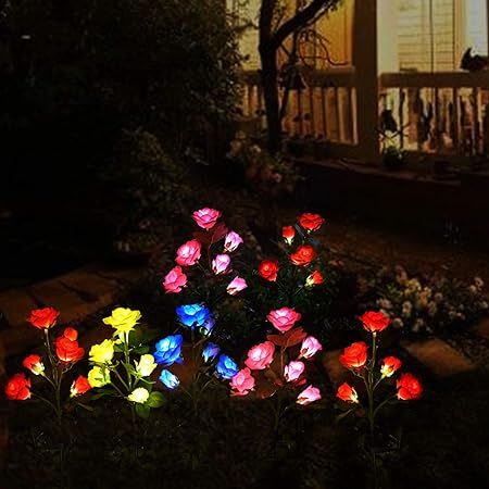 Solar Garden Lights Waterproof 5 Rose 7 - Color Changing Landscape Lights 5rose 5color  