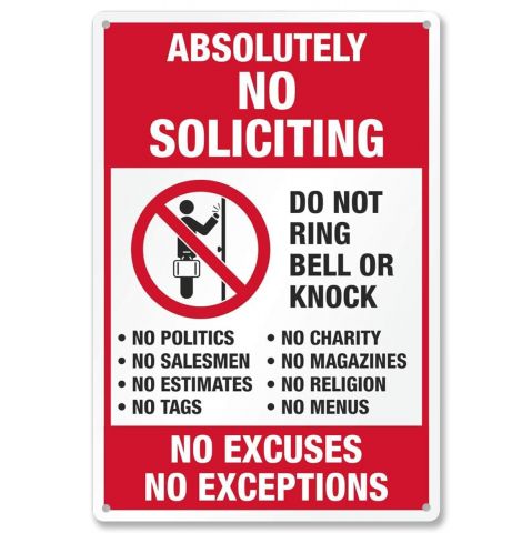 Smart Sign Absolutely No Soliciting Stickers