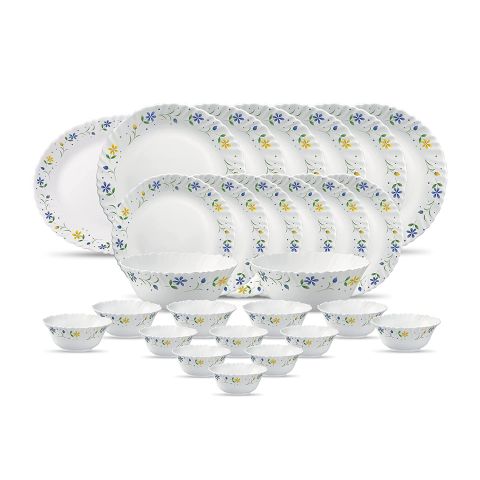 La Opala , Classique Collection, Glass Dinner Set 21 pcs-TWILIGHT BOUQUET