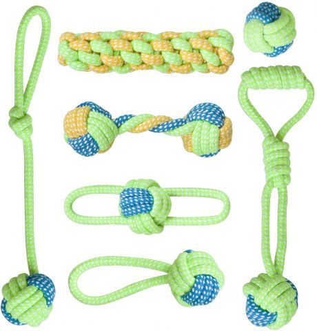 7Pcs Dog Rope Toys Braided Rope