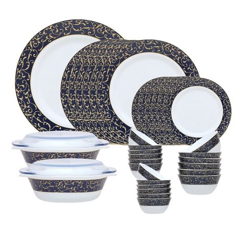 La Opala Diva, Sovrana Collection, Opal Glass Dinner Set 35 Pieces-ANASSA BLUE