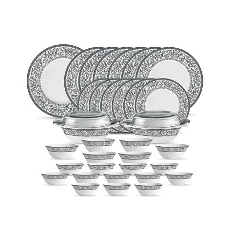 La Opala Diva, Sovrana Collection, Opal Glass Dinner Set 35 Pieces-PERSIAN GREY