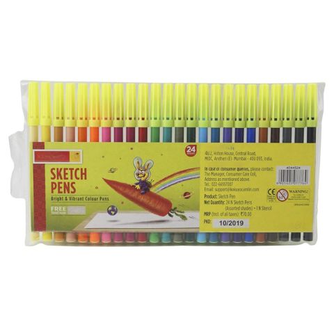 Camlin Sketch Pens with Free Stencil 24 Shades
