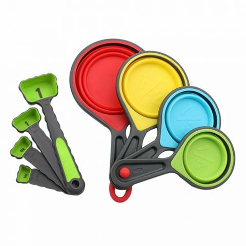 Food Grade Silicone Foldable Measuring Cups-Green 