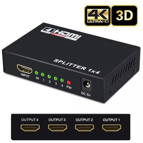 HDMI Splitter Amplifier 1 In 4 Out Duplicator