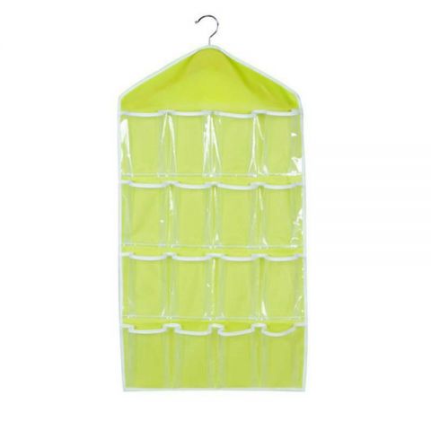 Foldable 16 pocket wardrobe organizer-Green 