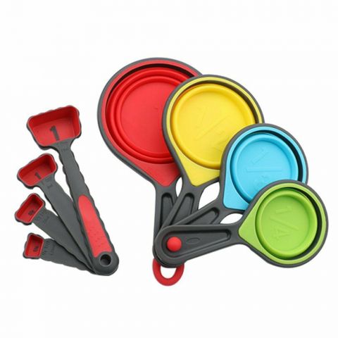 Food Grade Silicone Foldable Measuring Cups-Red 