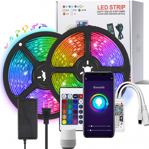 32.8ft Smart WiFi RGB LED Strip Lights