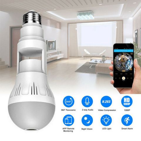 1080P HD Smart WiFi Bulb Light Security Camera