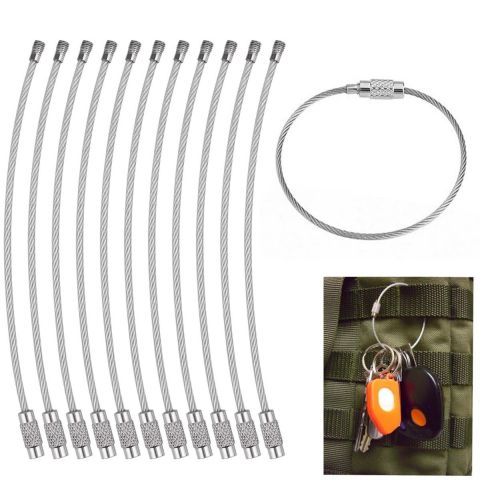 10pcs - Stainless Steel Wire Keychain Cable