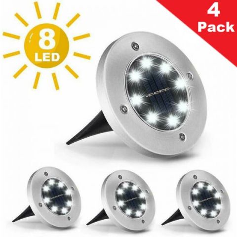 4X LED Solar Powered In-Ground Lights (COOL WHITE)